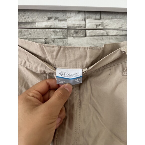 Columbia PFG Mens Bonehead Cotton Beige Flat Front Fishing Performance Shorts - Picture 6 of 10